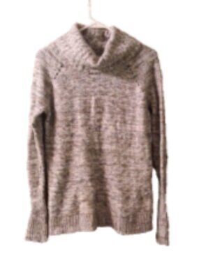 Women's Small Gray LOFT Soft Chunky Knit Wool Blend Cozy High Neck Sweater